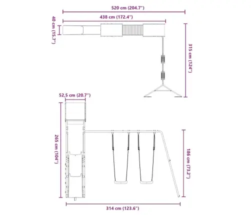 Āra Rotaļu Laukums, Priedes Masīvkoks Vidaxl
