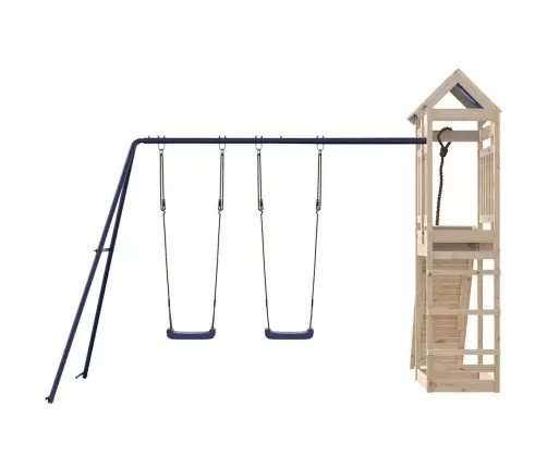 Lauko Žaidimų Aikštelės Komplektas, Pušies Medienos Masyvas