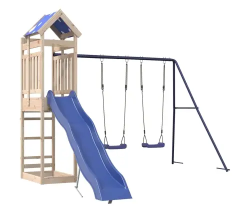 Lauko Žaidimų Aikštelės Komplektas, Pušies Medienos Masyvas