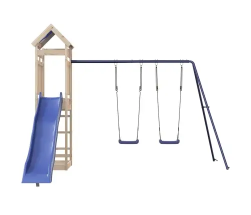 Lauko Žaidimų Aikštelės Komplektas, Pušies Medienos Masyvas