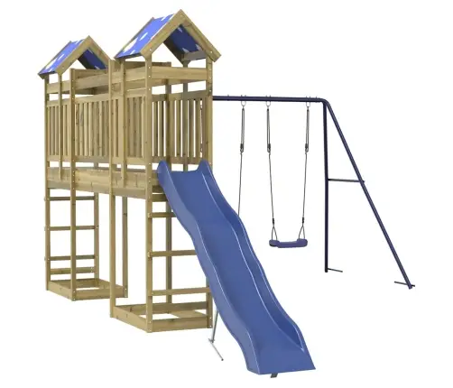 Lauko Žaidimų Aikštelės Komplektas, Impregnuota Pušies Mediena