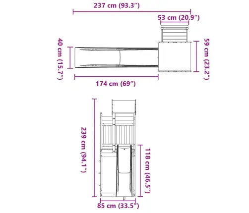 Lauko Žaidimų Aikštelės Komplektas, Pušies Medienos Masyvas