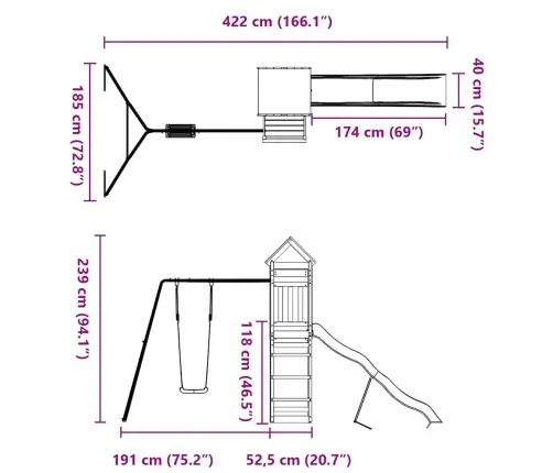 Āra Rotaļu Laukums, Impregnēts Priedes Koks Vidaxl