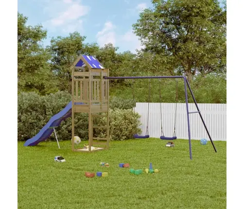 Lauko Žaidimų Aikštelės Komplektas, Impregnuota Pušies Mediena
