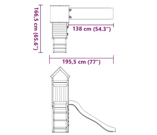 Lauko Žaidimų Aikštelės Komplektas, Pušies Medienos Masyvas