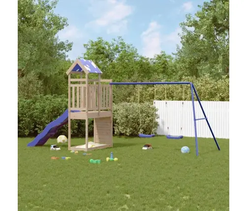 Lauko Žaidimų Aikštelės Komplektas, Pušies Medienos Masyvas