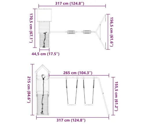 Āra Rotaļu Laukums, Impregnēts Priedes Koks Vidaxl