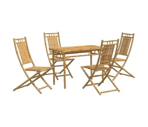 Sodo Valgomojo Baldų Komplektas, 5 Dalių, Bambukas