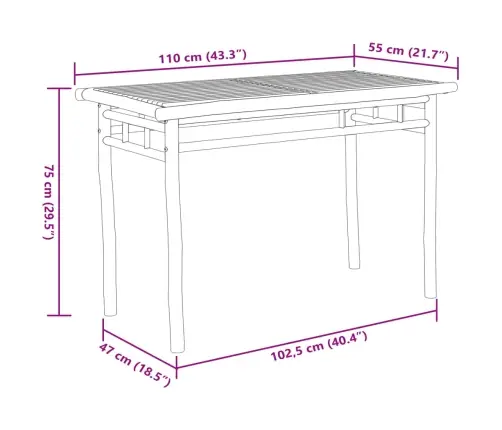 Sodo Valgomojo Baldų Komplektas, 5 Dalių, Bambukas