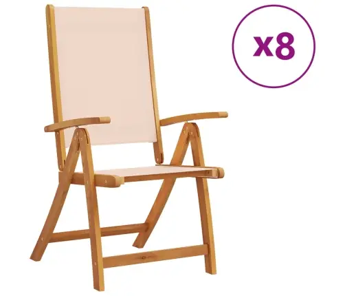 Saliekami Dārza Krēsli, 8 Gab., Akācijas Masīvkoks, Tekstilēns Vidaxl