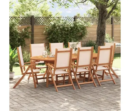 Saliekami Dārza Krēsli, 8 Gab., Akācijas Masīvkoks, Tekstilēns Vidaxl