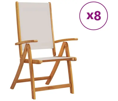 Saliekami Dārza Krēsli, 8 Gab., Akācijas Masīvkoks, Tekstilēns Vidaxl Saliekami Dārza Krēsli, 8 Gab., Akācijas Masīvkoks, Tekstilēns Vidaxl