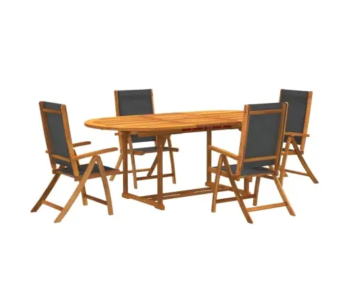 5-Daļīgs Dārza Mēbeļu Komplekts, Akācijas Masīvkoks, Tekstilēns Vidaxl