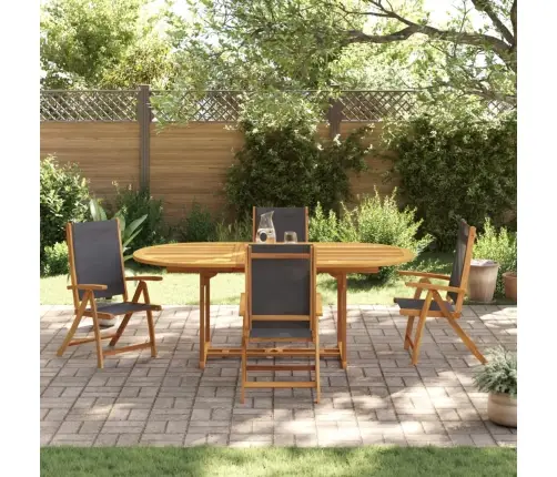 5-Daļīgs Dārza Mēbeļu Komplekts, Akācijas Masīvkoks, Tekstilēns Vidaxl