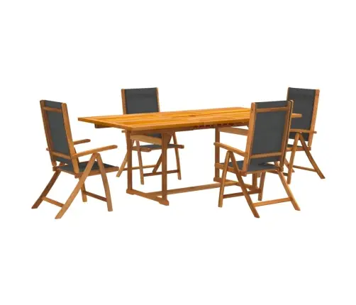 5-Osaline Aia Söögimööbli Komplekt, Akaatsiapuit Ja Tekstileen