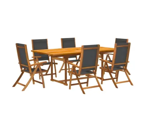 7-Osaline Aia Söögimööbli Komplekt, Akaatsiapuit Ja Tekstileen