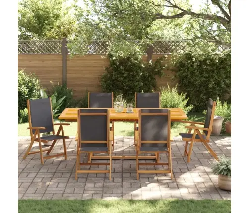 7-Osaline Aia Söögimööbli Komplekt, Akaatsiapuit Ja Tekstileen