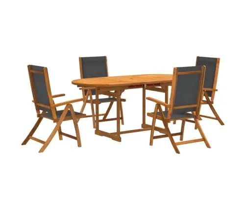 5-Daļīgs Dārza Mēbeļu Komplekts, Akācijas Masīvkoks, Tekstilēns Vidaxl
