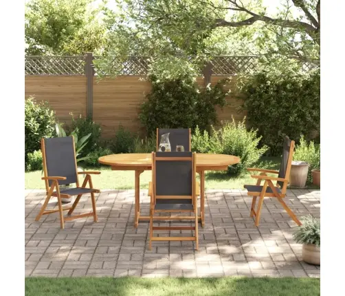 5-Daļīgs Dārza Mēbeļu Komplekts, Akācijas Masīvkoks, Tekstilēns Vidaxl