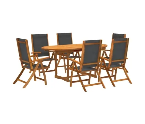 7-Daļīgs Dārza Mēbeļu Komplekts, Akācijas Masīvkoks, Tekstilēns Vidaxl