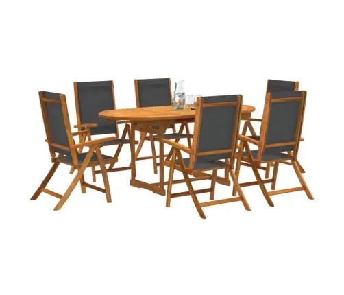 7-Daļīgs Dārza Mēbeļu Komplekts, Akācijas Masīvkoks, Tekstilēns Vidaxl