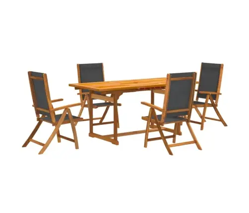 5-Daļīgs Dārza Mēbeļu Komplekts, Akācijas Masīvkoks, Tekstilēns Vidaxl