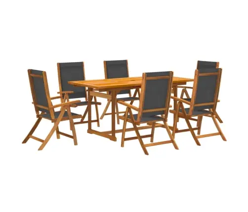 7-Osaline Aia Söögimööbli Komplekt, Akaatsiapuit Ja Tekstileen