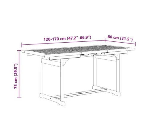 7-Osaline Aia Söögimööbli Komplekt, Akaatsiapuit Ja Tekstileen