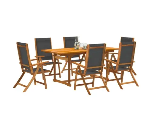 7-Osaline Aia Söögimööbli Komplekt, Akaatsiapuit Ja Tekstileen