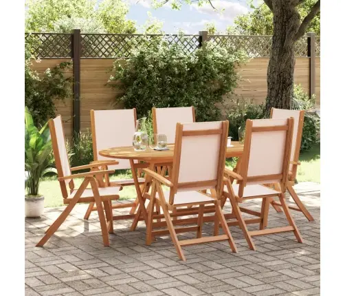 7-Daļīgs Dārza Mēbeļu Komplekts, Akācijas Masīvkoks, Tekstilēns Vidaxl