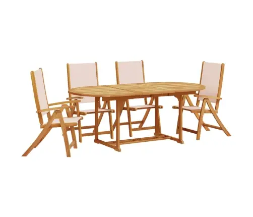 5-Daļīgs Dārza Mēbeļu Komplekts, Akācijas Masīvkoks, Tekstilēns Vidaxl