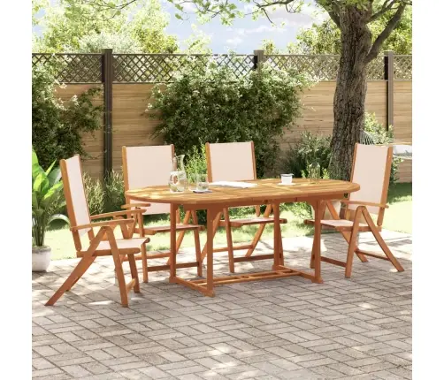 5-Daļīgs Dārza Mēbeļu Komplekts, Akācijas Masīvkoks, Tekstilēns Vidaxl