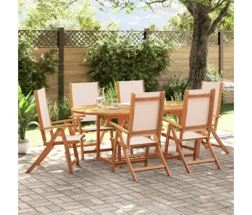7-Daļīgs Dārza Mēbeļu Komplekts, Akācijas Masīvkoks, Tekstilēns Vidaxl