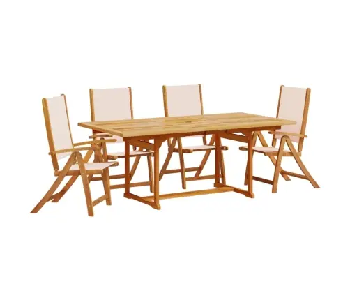 5-Daļīgs Dārza Mēbeļu Komplekts, Akācijas Masīvkoks, Tekstilēns Vidaxl