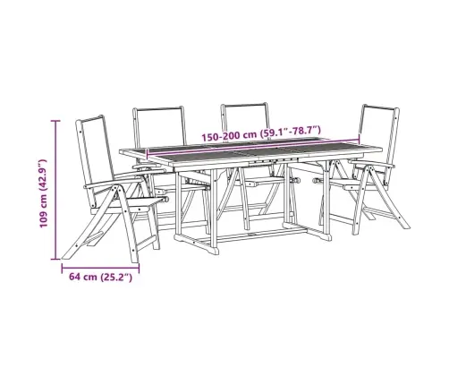 5-Daļīgs Dārza Mēbeļu Komplekts, Akācijas Masīvkoks, Tekstilēns Vidaxl