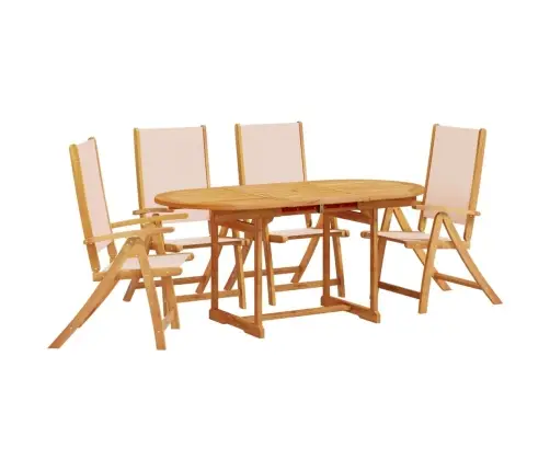 5-Daļīgs Dārza Mēbeļu Komplekts, Akācijas Masīvkoks, Tekstilēns Vidaxl