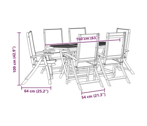 7-Daļīgs Dārza Mēbeļu Komplekts, Akācijas Masīvkoks, Tekstilēns Vidaxl