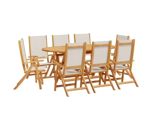9-Osaline Aia Söögimööbli Komplekt, Akaatsiapuit Ja Tekstileen