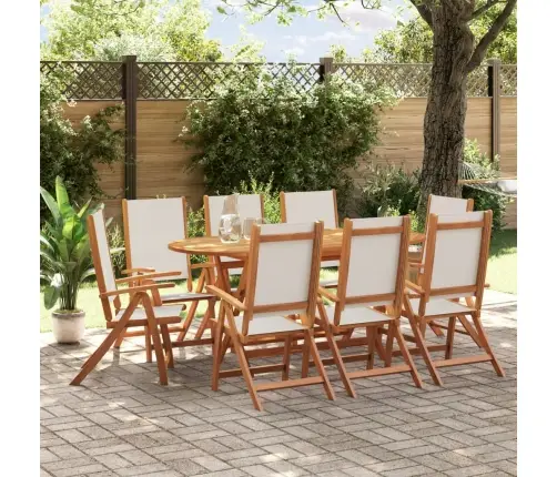 9-Osaline Aia Söögimööbli Komplekt, Akaatsiapuit Ja Tekstileen