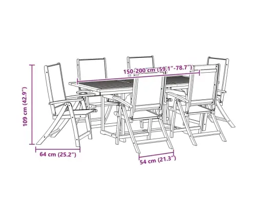 Sodo Valgomojo Komplektas, 7 Dalių, Akacija Ir Tekstilenas