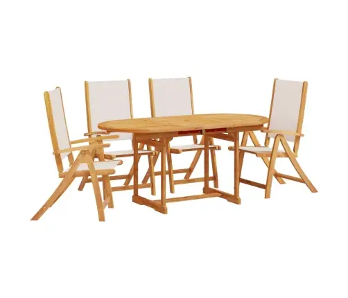 5-Daļīgs Dārza Mēbeļu Komplekts, Akācijas Masīvkoks, Tekstilēns Vidaxl