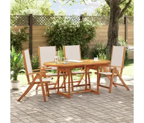 5-Daļīgs Dārza Mēbeļu Komplekts, Akācijas Masīvkoks, Tekstilēns Vidaxl