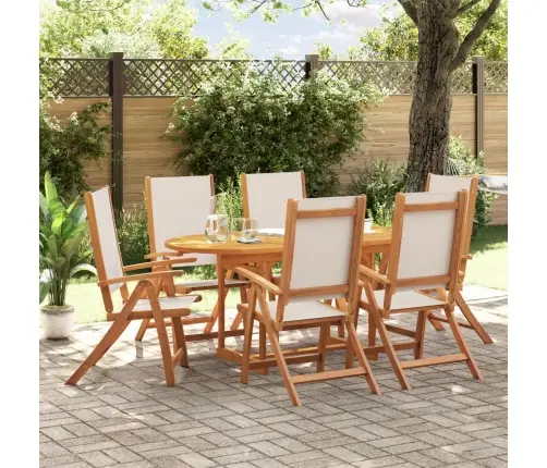 7-Daļīgs Dārza Mēbeļu Komplekts, Akācijas Masīvkoks, Tekstilēns Vidaxl