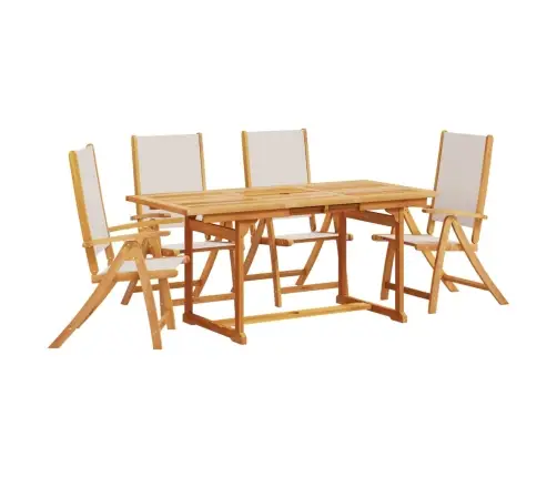 5-Daļīgs Dārza Mēbeļu Komplekts, Akācijas Masīvkoks, Tekstilēns Vidaxl