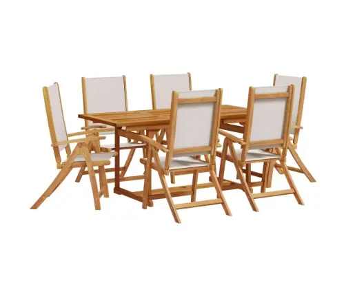 7-Daļīgs Dārza Mēbeļu Komplekts, Akācijas Masīvkoks, Tekstilēns Vidaxl