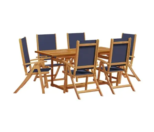 7-Daļīgs Dārza Mēbeļu Komplekts, Akācijas Masīvkoks, Tekstilēns Vidaxl