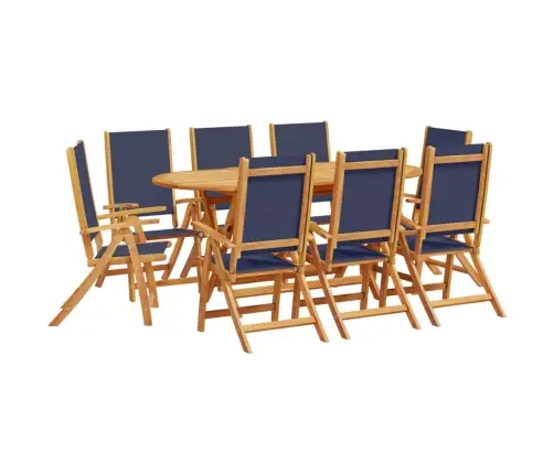 9-Osaline Aia Söögimööbli Komplekt, Akaatsiapuit Ja Tekstileen