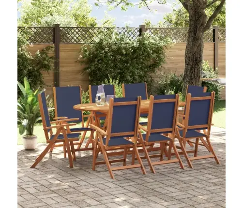9-Osaline Aia Söögimööbli Komplekt, Akaatsiapuit Ja Tekstileen
