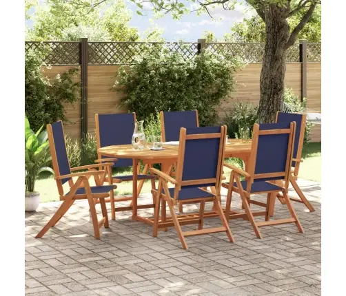 7-Daļīgs Dārza Mēbeļu Komplekts, Akācijas Masīvkoks, Tekstilēns Vidaxl