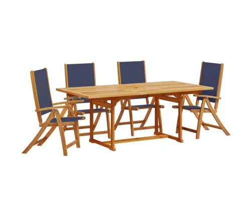 5-Daļīgs Dārza Mēbeļu Komplekts, Akācijas Masīvkoks, Tekstilēns Vidaxl